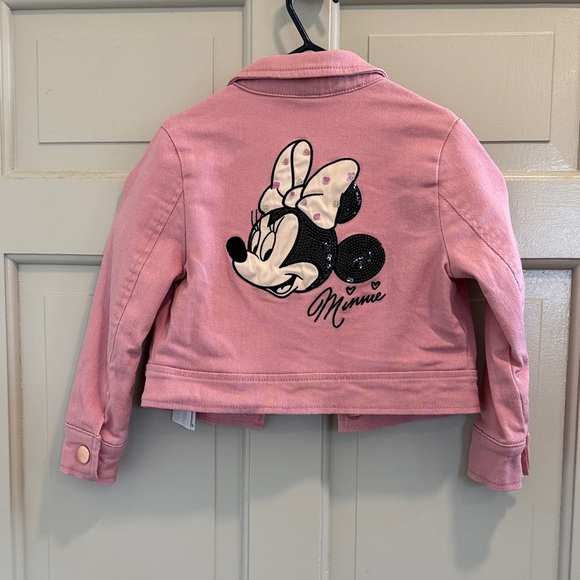 Disney Other - Disney Minnie Mouse Light Pink Denim Jacket with Bow Accents Size XS